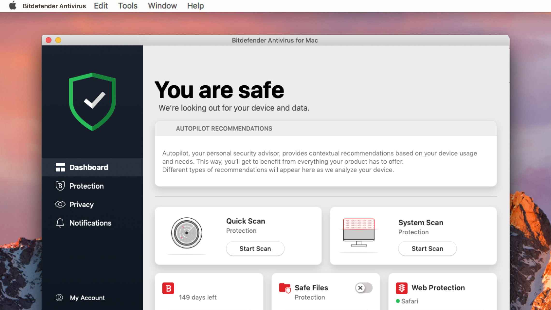 privacy missing from bitdefender antivirus for mac